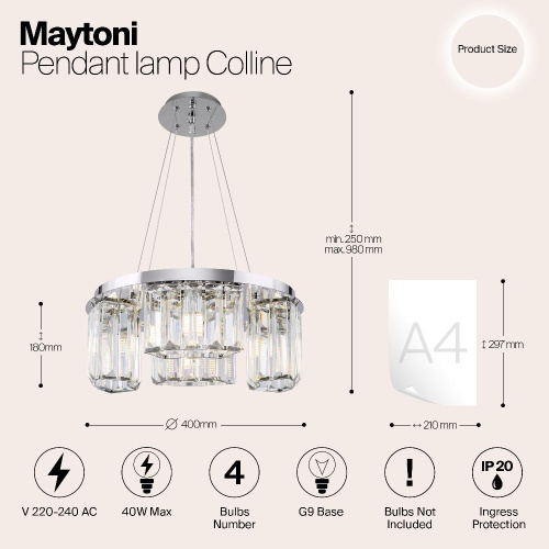 Подвесная люстра Maytoni Colline MOD083PL-04CH Подвесная люстра Maytoni Colline MOD083PL-04CH