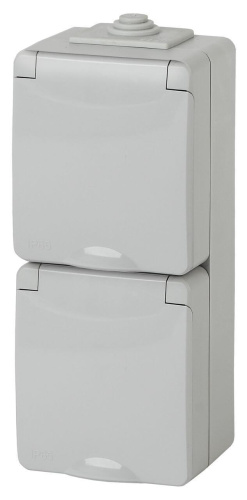 Розетка ЭРА Эксперт 2х2P E IP65 со шторками 16A 250V 11-2608-03 Б0036003