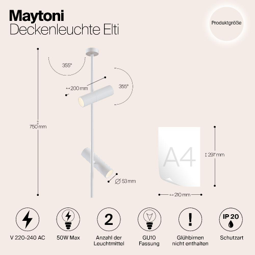 Потолочный светильник Maytoni Elti C021CL-02W