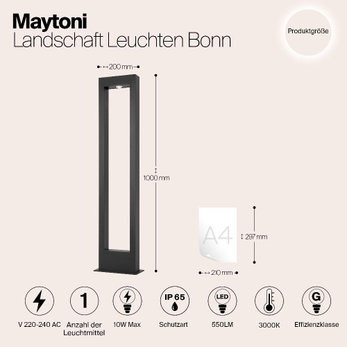 Уличный светодиодный светильник Maytoni Bonn O425FL-L10GF