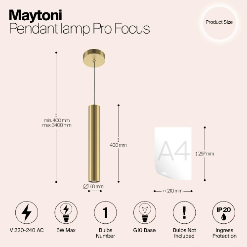 Подвесной светильник Maytoni MOD161PL-01G1