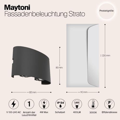 Уличный настенный светодиодный светильник Maytoni Strato O417WL-L4GR3K Уличный настенный светодиодный светильник Maytoni Strato O417WL-L4GR3K