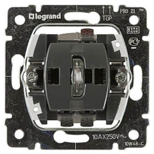 Выключатель одноклавишный 2-полюсный Legrand Galea Life 10A 250V с подсветкой 775822