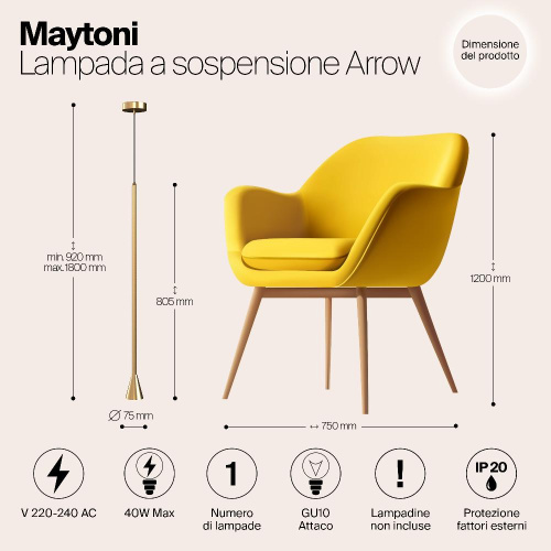 Подвесной светильник Maytoni Arrow P064PL-01G