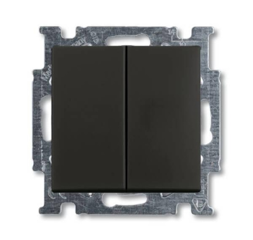 Выключатель двухклавишный ABB Basic55 10A 250V chateau-черный 2CKA001012A2177