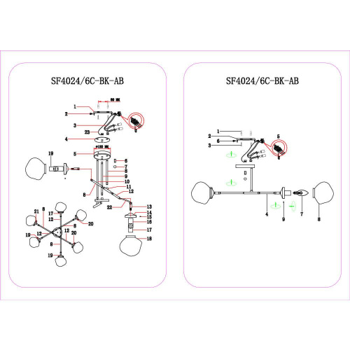 Потолочная люстра Seven Fires Kles SF4024/6C-BK-AB