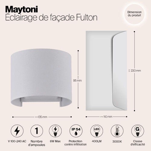 Уличный настенный светодиодный светильник Maytoni Fulton O573WL-L6W