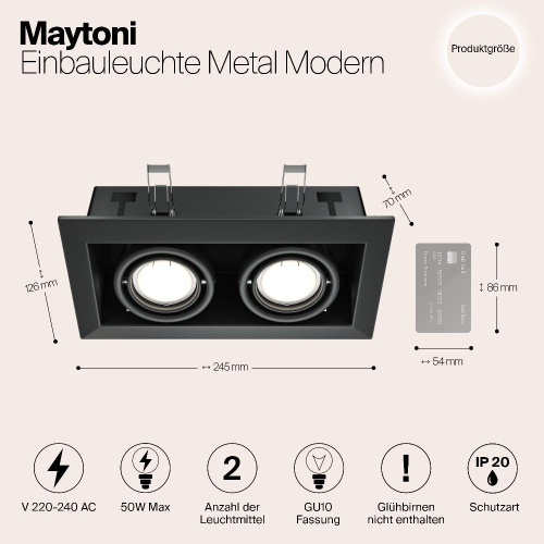 Встраиваемый светильник Maytoni Metal DL008-2-02-B Встраиваемый светильник Maytoni Metal DL008-2-02-B