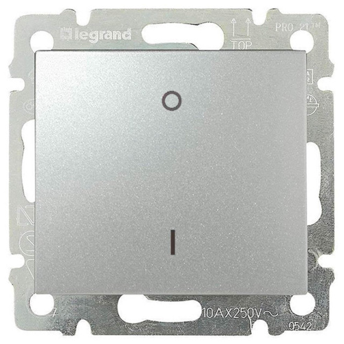 Переключатель одноклавишный двухполюсный Legrand Valena 10A 250V алюминий 770102
