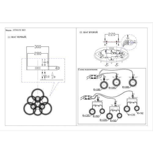 Потолочная светодиодная люстра Seven Fires Eveik SF7010/9C-BKCR