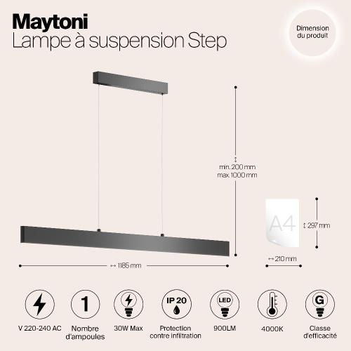 Подвесной светодиодный светильник Maytoni Step P010PL-L30B4K