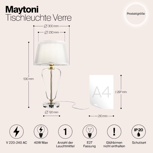Настольная лампа Maytoni Verre Z005TL-01BS Настольная лампа Maytoni Verre Z005TL-01BS