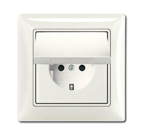 Розетка ABB Basic55 Schuko с/з 16A 250V IP44 с крышкой безвинтовой зажим chalet-белый 2CKA002018A1503