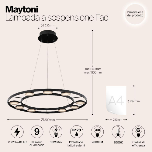 Подвесной светодиодный светильник Maytoni Fad MOD070PL-L63B3K Подвесной светодиодный светильник Maytoni Fad MOD070PL-L63B3K