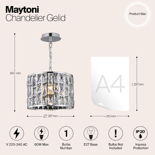 Подвесной светильник Maytoni Gelid MOD184-PL-01-CH