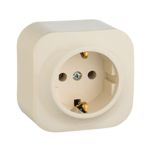 Розетка 2К+З Legrand Quteo 16A 250V с/з слоновая кость 782241
