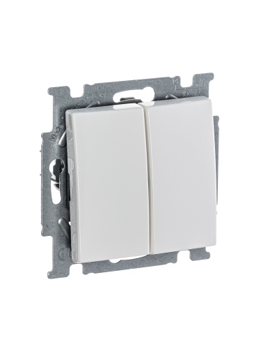 Выключатель двухклавишный ABB Basic55 10A 250V альпийский белый 2CKA001012A2141