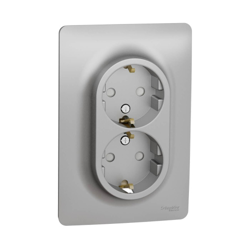 Розетка двойная Schneider Electric Unica New с/з со шторками NU206730