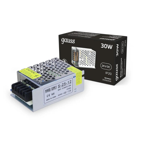 Блок питания Gauss 30W 24V IP20 202002030