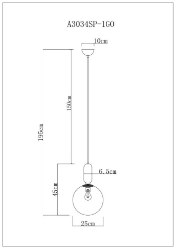 Подвесной светильник Arte Lamp Bolla-Sola A3034SP-1GO Подвесной светильник Arte Lamp Bolla-Sola A3034SP-1GO