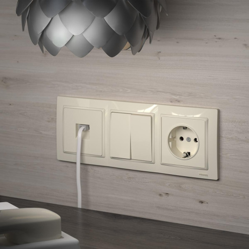 Выключатель Werkel двухклавишный проходной слоновая кость WL03-SW-2G-2W-ivory 4690389046179