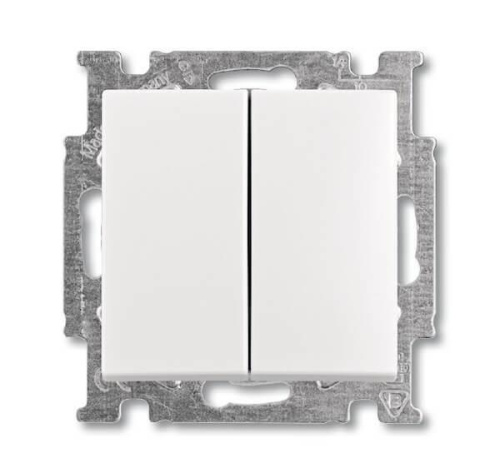 Переключатель двухклавишный ABB Basic55 10A 250V альпийский белый 2CKA001012A2144 Переключатель двухклавишный ABB Basic55 10A 250V альпийский белый 2CKA001012A2144