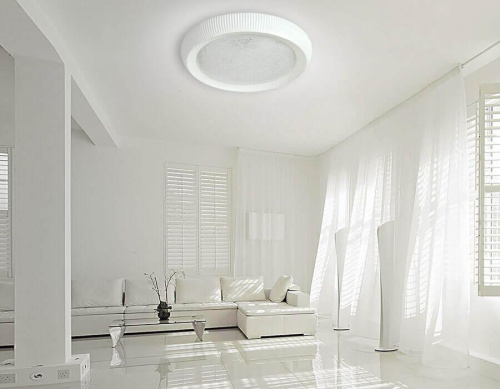 Потолочный светодиодный светильник Ambrella light Orbital Crystal Sand FS1240 WH/SD 48W D500