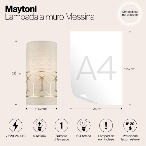 Настенный светильник Maytoni Messina H223-WL-01-G