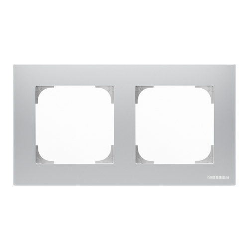 Рамка 2-постовая ABB Sky серебристый алюминий 2CLA857200A1301 Рамка 2-постовая ABB Sky серебристый алюминий 2CLA857200A1301