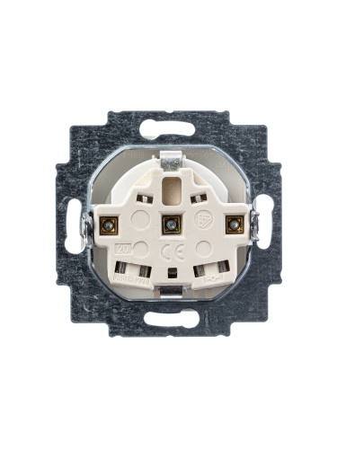 Розетка ABB Basic55 Schuko с/з 16A 250V с крышкой безвинтовой зажим альпийский белый 2CKA002018A0350