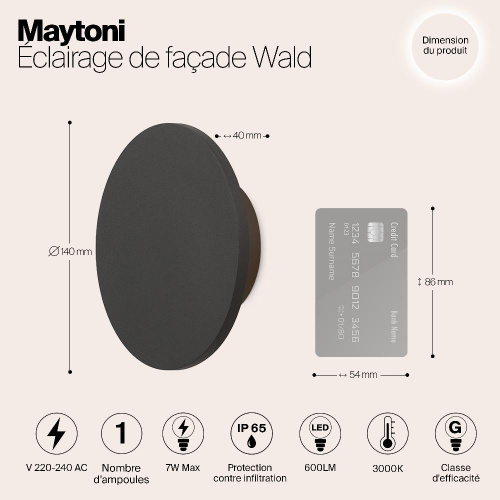 Уличный настенный светодиодный светильник Maytoni Wald O420WL-L7GF Уличный настенный светодиодный светильник Maytoni Wald O420WL-L7GF