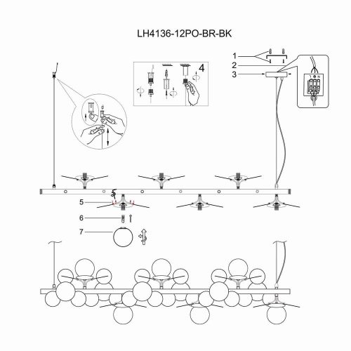 Подвесная люстра Lumien Hall Ilmari LH4136/12PO-BR-BK Подвесная люстра Lumien Hall Ilmari LH4136/12PO-BR-BK