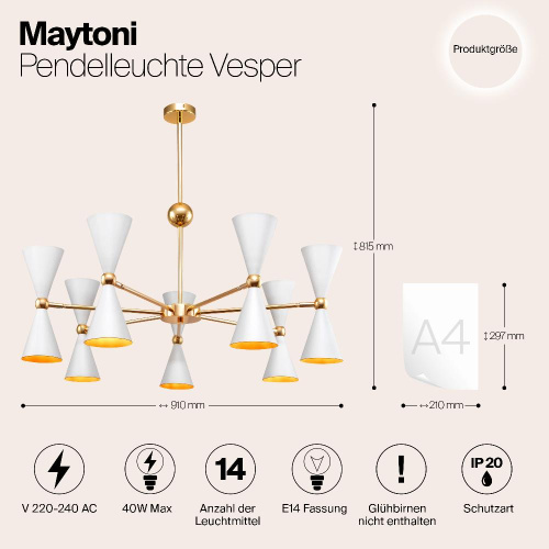 Подвесная люстра Maytoni Vesper MOD108PL-14WG Подвесная люстра Maytoni Vesper MOD108PL-14WG