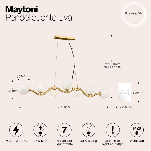 Подвесной светильник Maytoni Uva MOD059PL-07G Подвесной светильник Maytoni Uva MOD059PL-07G