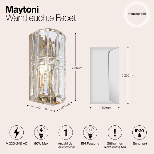 Настенный светильник Maytoni Facet MOD094WL-01G Настенный светильник Maytoni Facet MOD094WL-01G