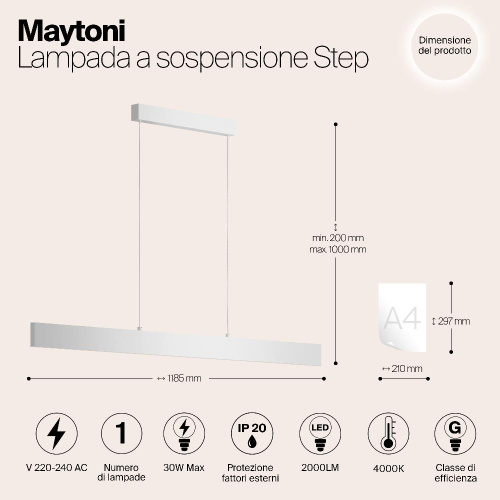 Подвесной светодиодный светильник Maytoni Step P010PL-L30W4K Подвесной светодиодный светильник Maytoni Step P010PL-L30W4K