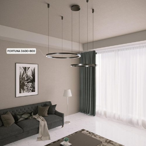 Подвесная люстра Crystal Lux FORTUNA SP123W LED D600+800 BLACK Подвесная люстра Crystal Lux FORTUNA SP123W LED D600+800 BLACK