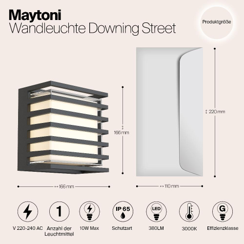 Уличный настенный светодиодный светильник Maytoni Downing Street O020WL-L10B4K