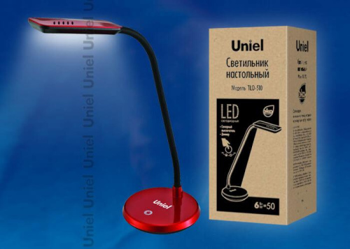 Настольная лампа Uniel TLD-510 Red/LED/550Lm/4500K/Dimer 07535