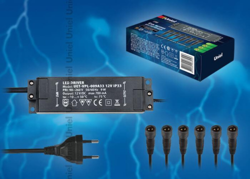 Блок питания для светодиодов Uniel 12V 9W IP33 0,7A UET-VPL-009А33 08939 Блок питания для светодиодов Uniel 12V 9W IP33 0,7A UET-VPL-009А33 08939