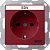 Розетка Gira System 55 Schuko WSV с/з 16A 250V безвинтовой зажим красный 047402