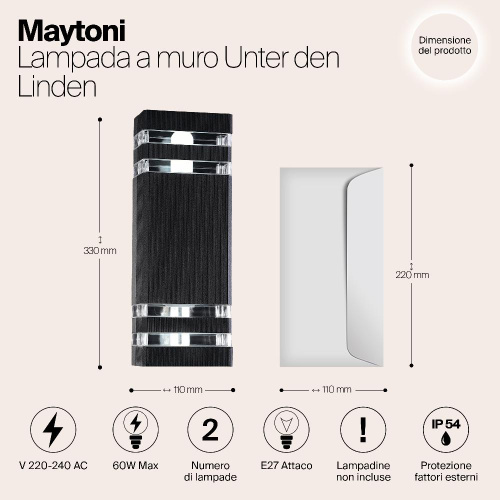 Уличный настенный светильник Maytoni Unter den Linden O578WL-02B