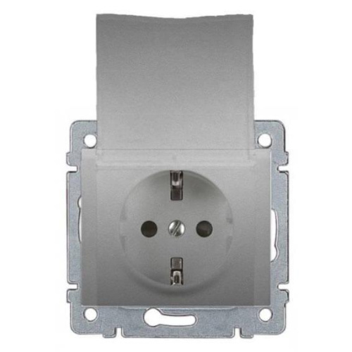 Розетка 2К+3 Legrand Galea Life 16A 250V с/з со шторками крышкой автоматические клеммы алюминий 771364