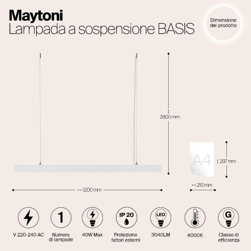 Подвесной светодиодный светильник Maytoni Vinder P051PL-L40W4K Подвесной светодиодный светильник Maytoni Vinder P051PL-L40W4K
