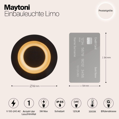 Встраиваемый светодиодный светильник Maytoni Limo O037-L3B3K
