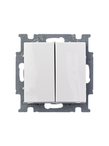 Выключатель двухклавишный ABB Basic55 10A 250V альпийский белый 2CKA001012A2141