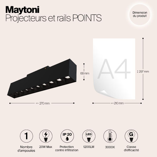 Трековый светодиодный светильник для магнитного шинопровода Maytoni Track Lamps TR014-2-20W3K-B Трековый светодиодный светильник для магнитного шинопровода Maytoni Track Lamps TR014-2-20W3K-B