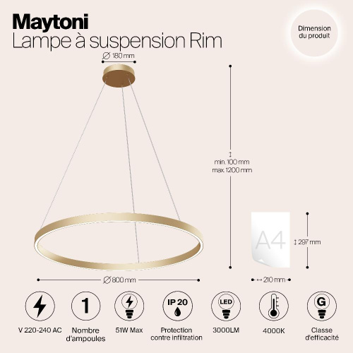 Подвесной светодиодный светильник Maytoni Rim MOD058PL-L42BS4K