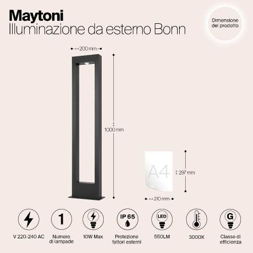 Уличный светодиодный светильник Maytoni Bonn O425FL-L10GF