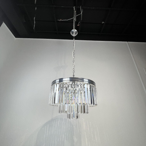 Люстра Rh 1920S Odeon Clear Glass Fringe 3-Tier Chandelier Chrome By Imperiumloft